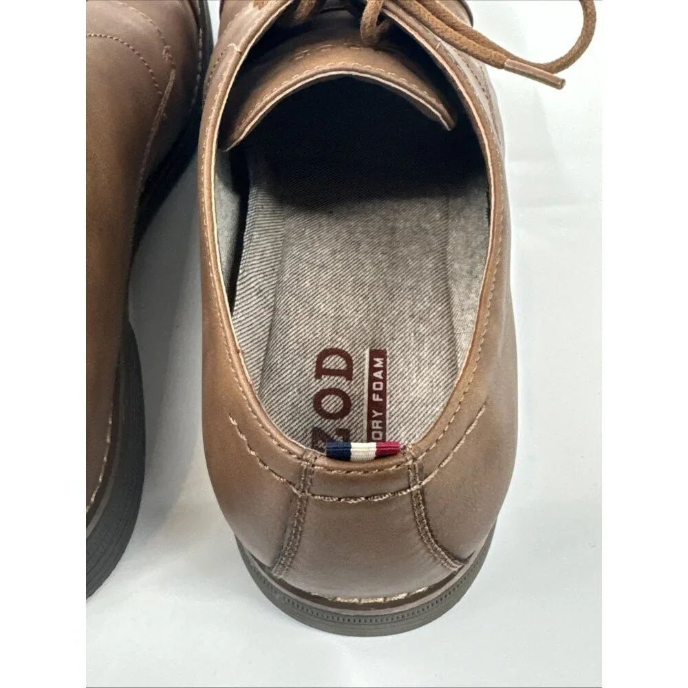 Izod Oxford Shoes Mens 13 M Tan Faux Leather Memory Foam Lace Up Dress Casual